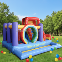 Petit Château Gonflable pas Cher avec Toboggan et Piscine 3,5*4m pour Parc d'Attractions Enfants