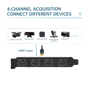 Unisheen 4 قنوات ، P HD hdmi فيديو ، جهاز ألعاب PCIe لتسجيل البث المباشر