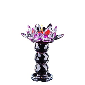 ที่วางเทียนคริสตัลรูปดอกบัว Dazhi ทนความร้อน ของตกแต่งทางศาสนาสำหรับบูชาพระพุทธ ใช้ในบ้าน รุ่นดอกบัวเจ็ดสี - Product Image 3