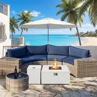 Canapé d'extérieur modulable en rotin tressé demi-lune pour jardin et terrasse