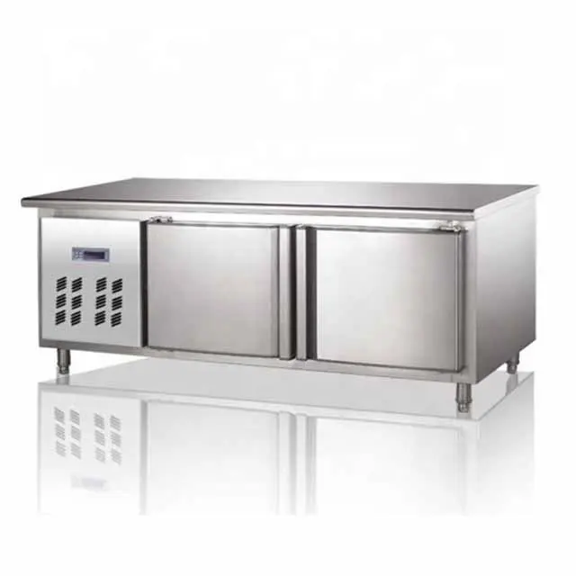 ثلاجة طاولة عمل تجارية مصنوعة من الفولاذ المقاوم للصدأ فريزر طاولة عمل عرض ساخن ثلاجة طاولة عمل
