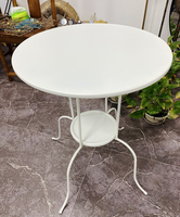 Table d'appoint blanche moderne Table basse ronde en métal à deux niveaux Style simple pour la maison Salon ou chambre Meubles KC-T0894
