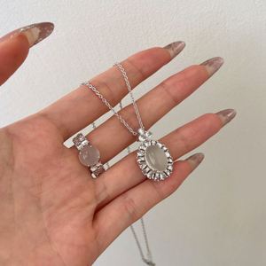 Dylam <b>Top</b> High Fine Jewelry Supplier 925 Sterling <b>Silver</b> 5A Cubic Zirconia White Chalcedony Pendant Necklace for Women Dress up - Product Image 5