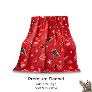 Coperta in Flanella Personalizzata con Fiocchi di Neve e Renne Natalizie, Morbida e Calda, Regalo Festivo, Decorazione Invernale con Logo Personalizzato OEM - Product Image 1