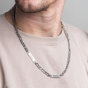 Collar con colgante de acero inoxidable con <span class=keywords><strong>tres</strong></span> nombres personalizados a la moda, collar con letras grabadas personalizadas, regalo de cumpleaños y Navidad - Product Image 2