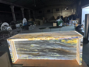 SW đá sang trọng mờ màu xanh <span class=keywords><strong>Onyx</strong></span> Bar Top Backlit đá cẩm thạch Countertop cho nhà hàng khách sạn nhà cho Vanity Tops bảng Tops - Product Image 3