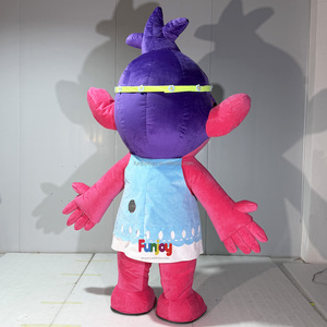 Costume de mascotte gonflable Troll <span class=keywords><strong>Poppy</strong></span> rose mignon en peluche douce, personnage de dessin animé, avec bandeau floral - Product Image 6