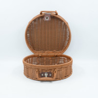 Panier de pique-nique portable personnalisé de haute qualité en rotin et osier tressé fait main, vide, pour 2 personnes, en plastique Wintop