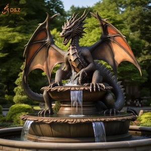 Giardino esterno decorare mitologia romana arte metallo drago scultura grande bronzo medievale statua del drago cascata fontana di acqua - Product Image 4