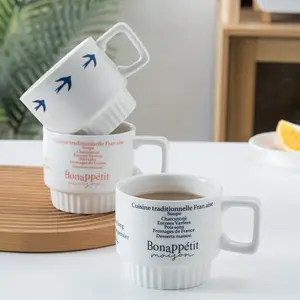 Lelyi-taza de desayuno de cerámica simple, alfabeto inglés pequeño