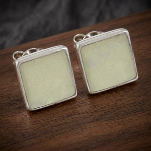 Boutons de manchette carrés en argent pour homme avec serti clos, classiques pour un usage quotidien - Product Image 3