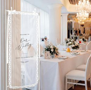 Custom Laced Sheer Paper New Arrival Professional Modern Wedding Welcome Signs for Ceremony & <b>Party</b> <b>Backdrop</b> Decor - Product Image 5