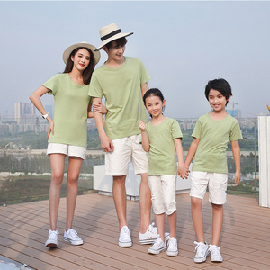 เสื้อยืดคอกลม ผ้าคอตตอนหวี 100% สีพื้น ทรงลำลอง ใส่สบาย ไม่ยับ ระบายอากาศดี ชุดคู่พ่อแม่ลูก พร้อมโลโก้สั่งทำ - Product Image 2