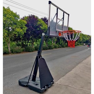 Aro de Baloncesto Ajustable con Tablero de Vidrio Templado, Equipo de Cancha Exterior de Aluminio - Product Image 1