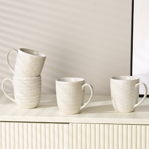 High Quality <b>Cheap</b> Wholesale Relief Retro Home Office Painted Embossed Coffee Ceramic Mugs - Product Image 1