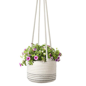 Straw woven rattan woven hemp rope hanging <b>basket</b>, hanging flower pot, green <b>plant</b> potted <b>plant</b> flower <b>basket</b>, flower <b>basket</b>, - Product Image 1