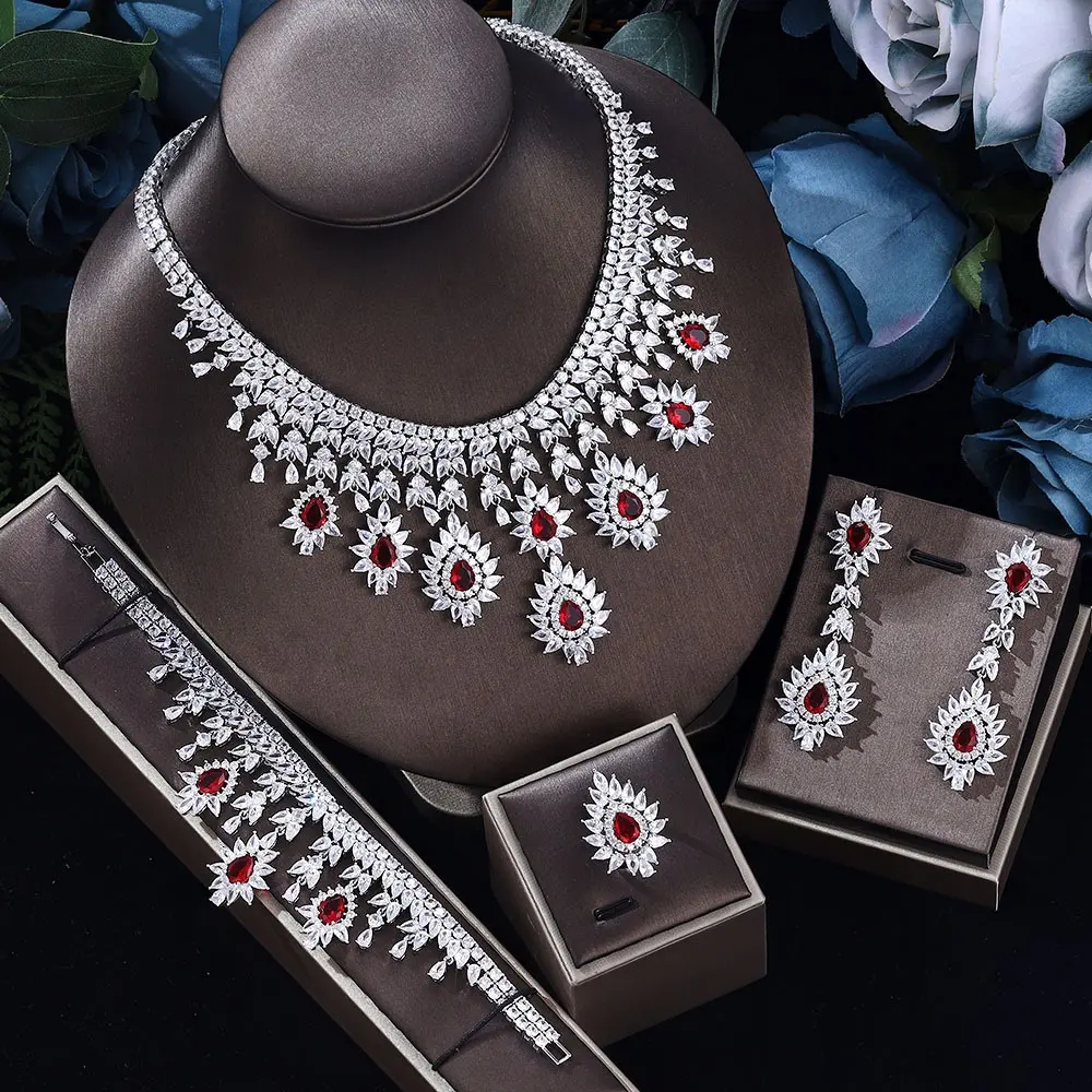 High Quality Necklace Earrings Ring Jewellery Set Wedding, Women Indian Wedding Jewelry Sets Bridal
