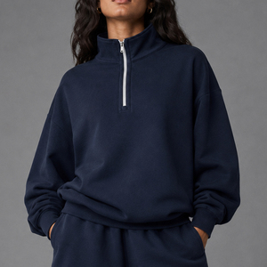 USA Local Warehouse Fast Shipping Quarter Zip Sweatshirt <b>Men</b> Women Long Sleeve Stand Collar Pullover Comfort Street - Product Image 2