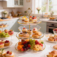 Support de présentation de desserts en acrylique transparent multicouche en forme de papillon personnalisé, plateau à collations au design créatif pour les fournitures de fête à domicile