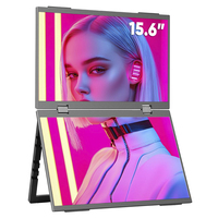 Ordinateur portable portable à double écran 15,6 pouces 1080P personnalisé ODM, type VESA, Type-C, HDR, double écran pliable LCD IPS, haut-parleur intégré