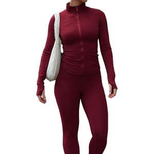 ชุดเซ็ต 2 ชิ้นสำหรับผู้หญิง รุ่นคัสตอม 2026 เสื้อแขนยาวมีซิป กางเกงรัดรูป ชุดออกกำลังกายเข้าชุด ผ้าเมมโมรี่ ระบายอากาศได้ดี ใส่ได้ทุกฤดู - Product Image 4