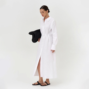 Abito Camicia <span class=keywords><strong>con</strong></span> Risvolto Stile Commuting Primavera Estate 2026 Nuovo Modello <span class=keywords><strong>con</strong></span> Vita Stretta e <span class=keywords><strong>Spacco</strong></span> Frontale - Product Image 3