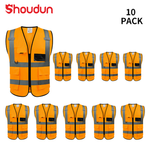 Confezione da 10 Gilet di Sicurezza Riflettenti ad Alta Visibilità per Lavori Stradali, Corsa, Rilevamenti e Guardie di Sicurezza, Abbigliamento di Sicurezza con Cerniere - Product Image 1