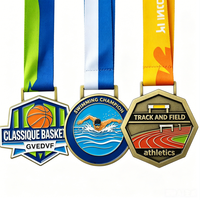 Médaille en alliage de zinc personnalisée avec logo pour événements sportifs d'entreprise, médaille en métal avec ruban