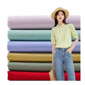 Summer hot goods 50 cotton brocade rice grid 65% cotton 32% nylon 3% spandex china textiles fabric for shirts women