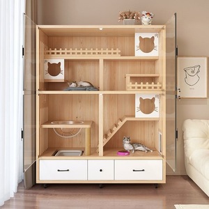USMILEPET-Jaula de varios niveles para interior, casa panorámica de lujo para mascotas, muebles, nido de gato, casa de árbol, casa de madera para gatos - Product Image 2