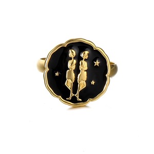 Hip Hop Zodiac Emaille <span class=keywords><strong>Ring</strong></span> Männer und Frauen Verstellbarer loser Fingerring Edelstahl Leo Libra Schmuck - Product Image 4