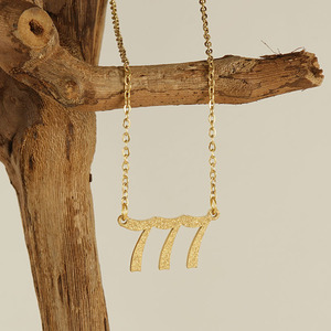 ZOGXIN Gold Sand Number Necklace 666 Stainless Steel Pendant Fashion Jewelry for Men Women - Product Image 3