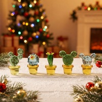 Adorable mini-cactus en verre, figurine de cactus miniature artisanale pour bureau, voiture et maison
