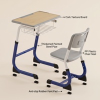 Ensemble de bureau et chaise réglables de qualité supérieure pour étudiants avec crochet pour sac et structure en acier robuste, mobilier scolaire pour l'étude en classe