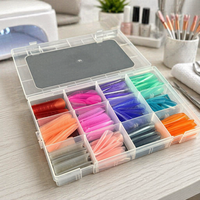 Nouveau Kit Professionnel de Polygel Double Forme Coloré pour Salon, avec Capsules d'Ongles Souples Amande, Stiletto, Carré, et Boîte de Rangement pour Doigts