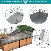 Cage modulaire en grillage métallique rose ZJH avec couvercle pour cochon d'Inde, hérisson, tortue, enclos 5x2 avec mezzanine