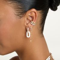 Boucles d'oreilles manchette rondes dégradées en or 18 carats avec halo de diamants de laboratoire, bijoux de déclaration pour femme