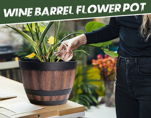 Rústico antiguo Durable PP plástico imitado <span class=keywords><strong>madera</strong></span> whisky barril suculenta planta hierbas tinas maceta - Product Image 2