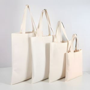 Bolsas de Compras Reutilizables Baratas con Logotipo Personalizado al por Mayor, Bolsa de Mano de Lona de Algodón Blanca Lisa para Mujer con Personalización - Product Image 1