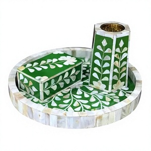 Artisan Mabkhara for <b>Eid</b> Celebrations and Ramadan Kareem Decor Deluxe Mother of Pearl Decorated Wooden Arabic Incense Burner - Product Image 1