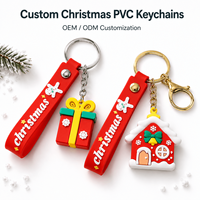 Llavero de PVC suave 2D 3D al por mayor para Navidad, con logotipo personalizado en relieve, de goma, OEM ODM para promoción global B2B de marcas