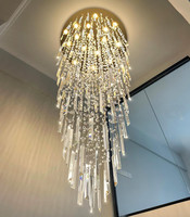Lustre moderne en cristal en spirale pour escalier, luminaires pour duplex, décoration de salon, plafonnier