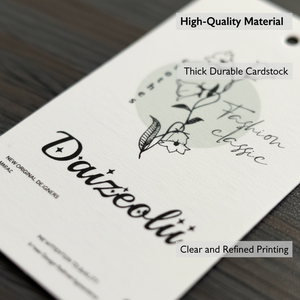 ป้ายห้อยแบบมีเชือกผูก พิมพ์ลายฟอยล์ทอง กันน้ำ ลายนูน 3 มิติ สีขาวทันสมัย ทำจากกระดาษอาร์ตพิเศษ เหมาะสำหรับใส่ในถุงเสื้อผ้า รองเท้า - Product Image 3