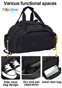 TopOne Bolsas Deportivas Logotipo personalizado Bolsa de gimnasio para deportes al aire libre con bolsillo húmedo Compartimento para zapatos Bolsa de lona de viaje - Product Image 5