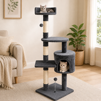 Arbre à chat compact en sisal et peluche pour intérieur
