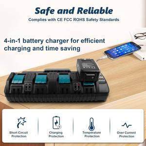 <span class=keywords><strong>Chargeur</strong></span> 14,4V-18V pour batterie <span class=keywords><strong>Makita</strong></span> 3A, <span class=keywords><strong>chargeur</strong></span> de remplacement à 4 ports pour batterie <span class=keywords><strong>Makita</strong></span> LXT DC18RD <span class=keywords><strong>DC18RC</strong></span> 18V Li-ion, <span class=keywords><strong>chargeur</strong></span> <span class=keywords><strong>rapide</strong></span> - Product Image 4