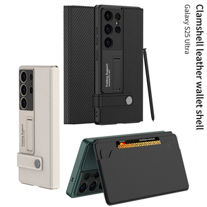 Étui portefeuille à rabat pour Samsung S25 Ultra, avec support et emplacement pour cartes, couleur unie, protection intégrale - Product Image 4