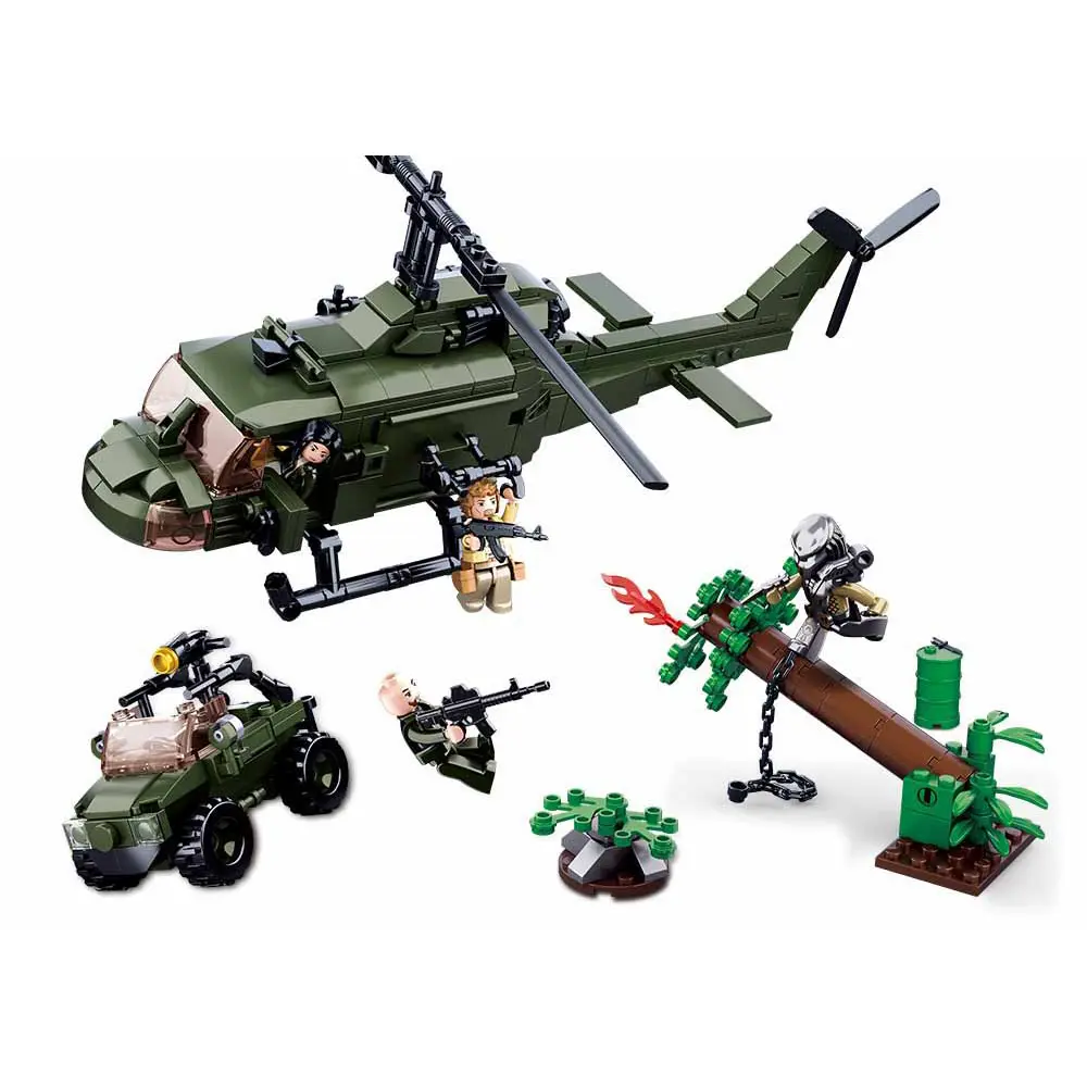 Sluban Building Blocks M38-B0719A The Predator Helicopter 468PCS Military Toys Airforces Construction Kit for Kids