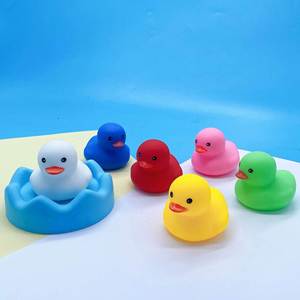 Custom Printed Logo Eco Friendly Funny Floating Baby <b>Bath</b> Toy Bulk Colourful Mini Soft Rubber Duck - Product Image 2