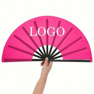<b>Large</b> 33cm Folding Hand <b>Fan</b> - Perfect for Women and Men Durable Plastic and Nylon Cloth - Ideal for Festivals, Gifts, and Crafts - Product Image 2